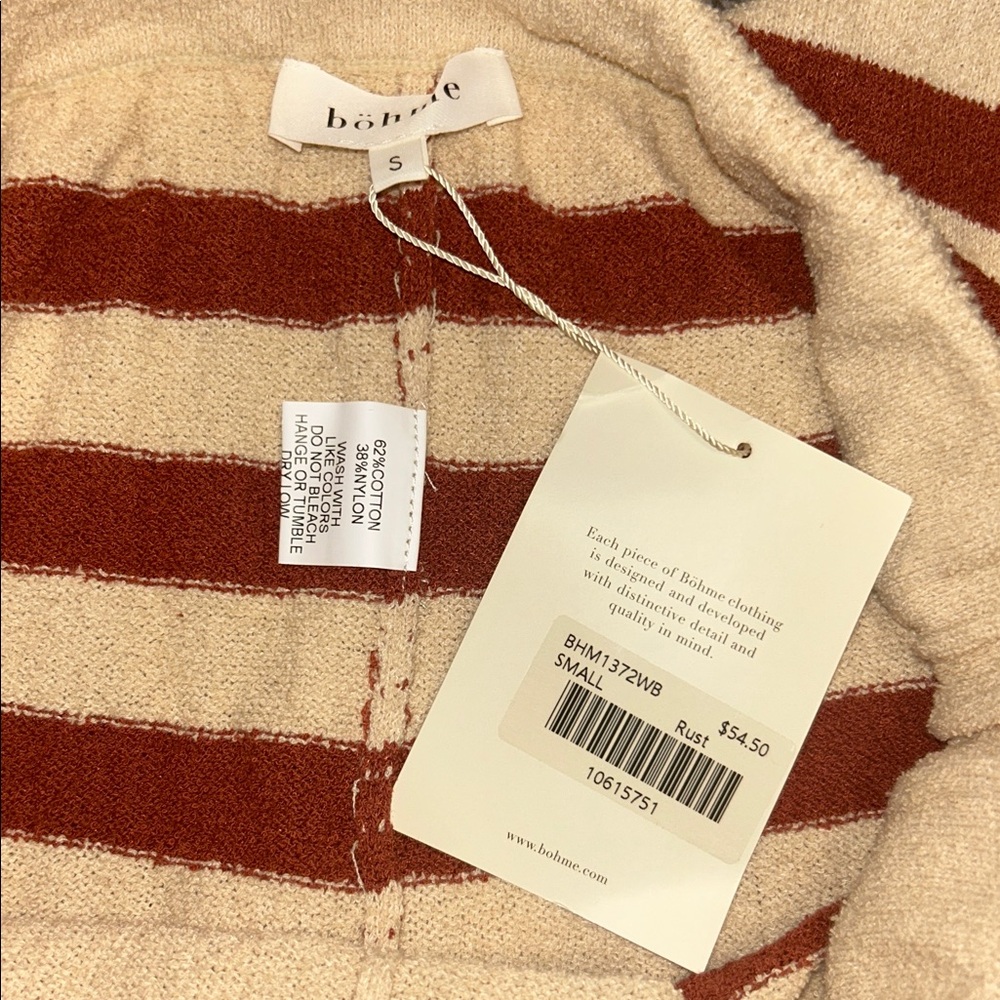 Böhme Charly Striped Knit Wide Leg Pants in Rust Small NWT - Picture 5 of 5
